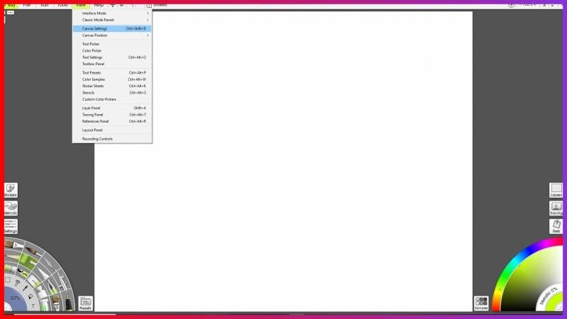 From View, you need to click on Canvas Settings